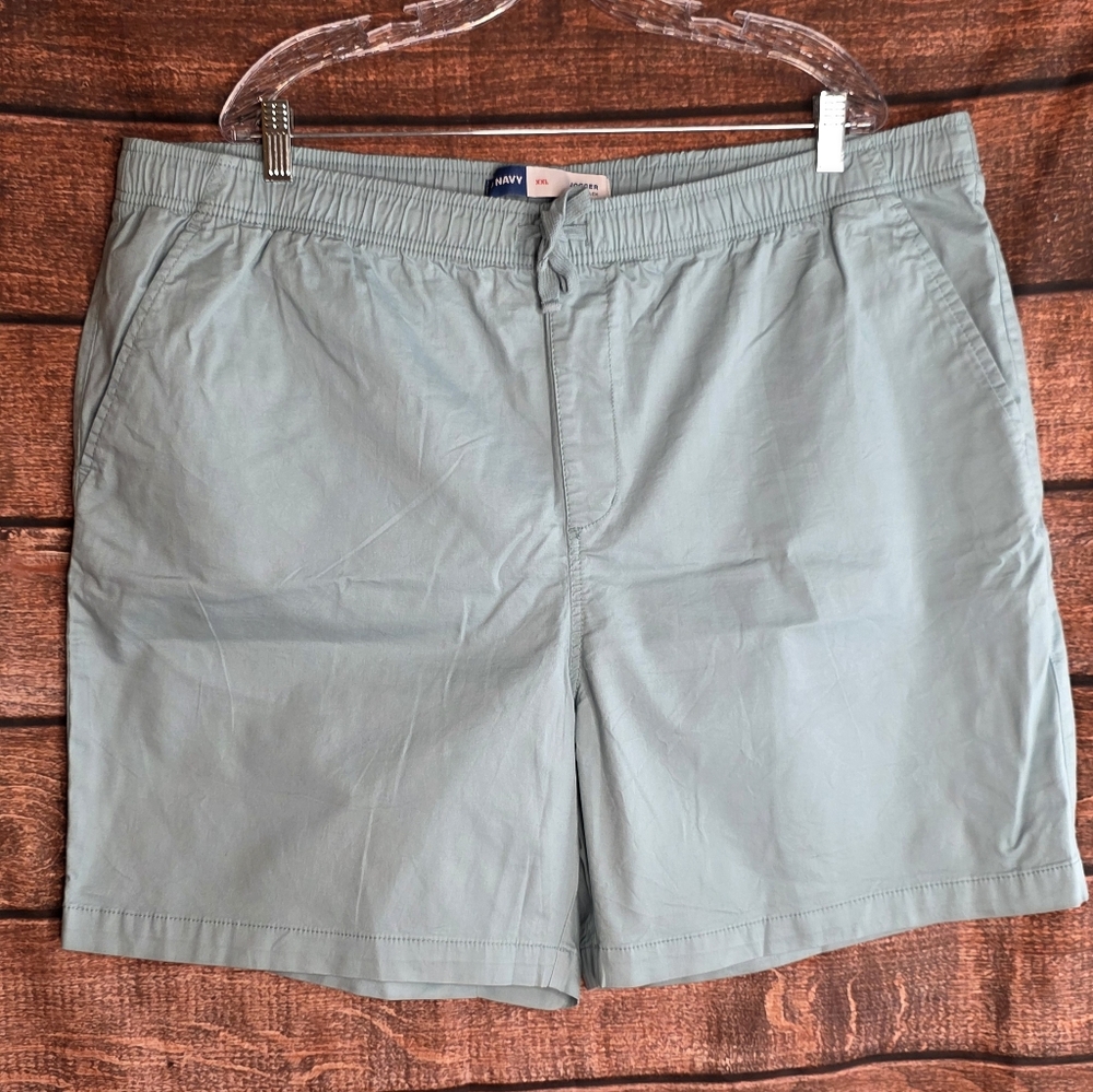 Old Navy Men's Twill Jogger Shorts Green Casual Chino Size XXL Like New A-1913